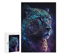 300 PCS Puzzle pour Adultes Glowing Leopard Wall Art Print Puzzle pour Adolescents : Améliore La Mémoire. Chaque Pièce Est Unique - Jouets Éducatifs d'apprentissage 300 PCS
