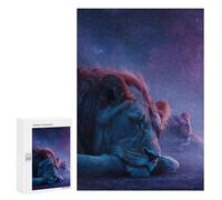 300 PCS Puzzle pour Adultes Lion Couple Under Starry Sky Puzzles pour Adolescents - Passe-Temps À La Maison - Jeu Éducatif Familial Stimulant À Compléter 300 PCS