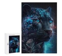 300 PCS Puzzle pour Adultes Magical Leopard with Flowers Puzzle pour Adolescents : Améliore La Mémoire. Chaque Pièce Est Unique - Jouets Éducatifs d'apprentissage 300 PCS