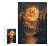 300 PCS Puzzle pour Adultes Moonlit Forest Reflections Puzzles pour Adolescents - Passe-Temps À La Maison - Jeu Éducatif Familial Stimulant À Compléter 300 PCS