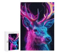 300 PCS Puzzle pour Adultes Neon Deer Headphones Puzzles pour Adolescents - Passe-Temps À La Maison - Jeu Éducatif Familial Stimulant À Compléter 300 PCS