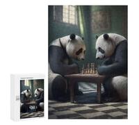 300 PCS Puzzle pour Adultes Pandas Playing Chess Puzzles pour Adultes - Jeux De Détente - Assemblage De Motifs - Idée Cadeau pour Toute La Famille 300 PCS