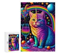 300 PCS Puzzle pour Adultes Rainbow Unicorn Cat Fantasy Puzzles pour Adolescents - Passe-Temps À La Maison - Jeu Éducatif Familial Stimulant À Compléter 300 PCS