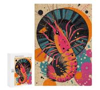 300 PCS Puzzle pour Adultes Shrimp with Retro Design Abstract Shrimp Artwork in Vibrant Colors Puzzles pour Adultes - Jeux De Détente - Assemblage De Motifs - Idée Cadeau pour Toute La Famille 300 PC