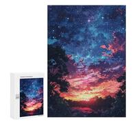 300 PCS Puzzle pour Adultes Starry Night Sky with Trees Puzzle pour Adolescents : Améliore La Mémoire. Chaque Pièce Est Unique - Jouets Éducatifs d'apprentissage 300 PCS