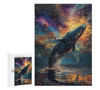 300 PCS Puzzle pour Adultes Whale in Space Painting-4 Puzzles pour Adolescents - Passe-Temps À La Maison - Jeu Éducatif Familial Stimulant À Compléter 300 PCS