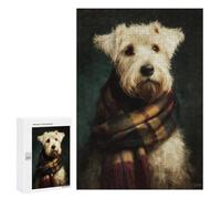 300 PCS Puzzle pour Adultes Winter Dog Portrait Scarf Puzzles pour Adolescents - Passe-Temps À La Maison - Jeu Éducatif Familial Stimulant À Compléter 300 PCS