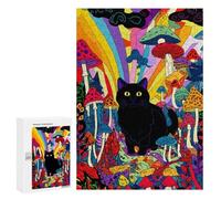 300 PCS Puzzle Psychedelic Mushroom Cat Art Print-2 Puzzle pour Adolescents Course De Vitesse Manuelle Liste De Souhaits avec Le Père Noël Jouets Jeux Éducatifs 300 PCS