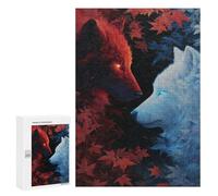 300 PCS Puzzle Red Vs. White Wolves A Tale of Contrast Puzzles pour Adultes : des Cadeaux Amusants pour Toute La Famille, Parents Et Enfants 300 PCS