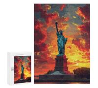 300 PCS Puzzle Statue of Liberty Sunset-1 Puzzle pour Adolescents Course De Vitesse Manuelle Liste De Souhaits avec Le Père Noël Jouets Jeux Éducatifs 300 PCS