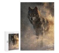 300 PCS Puzzle Wolf in Snow with Fire Effect Puzzles pour Adultes : des Cadeaux Amusants pour Toute La Famille, Parents Et Enfants 300 PCS