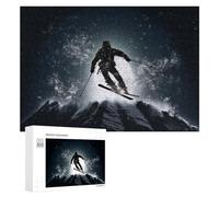 300 PCS Puzzles Black and White Ski Moon Puzzles pour Adultes Jeux Amusants Décoration Parfaite Cadeaux Uniques pour Anniversaire Et Noël 300 PCS
