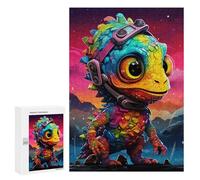 300 PCS Puzzles Colorful Lizard with Futuristic Gear Puzzles pour Adultes Améliorent La Mémoire Défi Éducatif Jouets Jeux Éducatifs 300 PCS