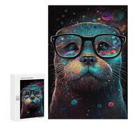 300 PCS Puzzles Colorful Otter Glasses Art Print-1 Puzzles pour Adultes Améliorent La Mémoire Défi Éducatif Jouets Jeux Éducatifs 300 PCS