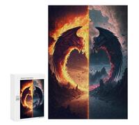 300 PCS Puzzles Dragon's Gate Fire Vs Ice Puzzles pour Adultes Améliorent La Mémoire Défi Éducatif Jouets Jeux Éducatifs 300 PCS