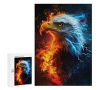 300 PCS Puzzles Eagle Fire & Ice Art Print-1 Puzzles pour Adolescents : Amusants Et Humoristiques ! Chaque Pièce Est Unique - Jouets Éducatifs