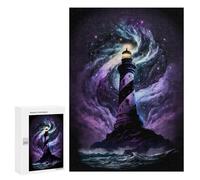 300 PCS Puzzles Enchanted Lighthouse in Starry Sky Puzzles pour Adolescents : Amusants Et Humoristiques ! Chaque Pièce Est Unique - Jouets Éducatifs