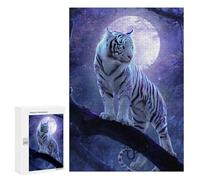 300 PCS Puzzles Enchanted White Tiger Moonlit Forest -1 Puzzles pour Adultes Améliorent La Mémoire Défi Éducatif Jouets Jeux Éducatifs 300 PCS