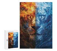 300 PCS Puzzles Fire & Ice Lion Art Print -3 Puzzles pour Adultes Améliorent La Mémoire Défi Éducatif Jouets Jeux Éducatifs 300 PCS