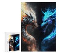 300 PCS Puzzles Fire Vs Ice Dragons Battle Puzzles pour Adultes Améliorent La Mémoire Défi Éducatif Jouets Jeux Éducatifs 300 PCS
