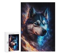 300 PCS Puzzles Flame & Ice Wolf Art Print Puzzles pour Adolescents : Amusants Et Humoristiques ! Chaque Pièce Est Unique - Jouets Éducatifs