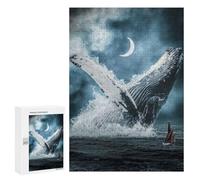 300 PCS Puzzles Giant Blue Whale and Boat Puzzles pour Adolescents Découpe De Précision Activités Amusantes À La Maison Jeu Stimulant Et Jeux en Famille 300 PCS
