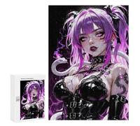 300 PCS Puzzles Gothic Anime Girl with Snake Puzzles pour Adolescents Découpe De Précision Activités Amusantes À La Maison Jeu Stimulant Et Jeux en Famille 300 PCS