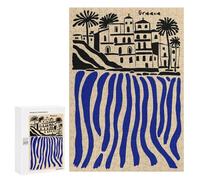 300 PCS Puzzles Greece Illustration with Blue Water Puzzles pour Adultes Jouets Anti-Stress Vacances À La Maison Passer Le Temps Interaction Parent-Enfant 300 PCS