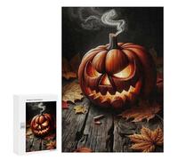 300 PCS Puzzles Halloween Jack-o'-Lantern with Smoky Glow Puzzles pour Adolescents Découpe De Précision Activités Amusantes À La Maison Jeu Stimulant Et Jeux en Famille 300 PCS