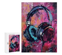 300 PCS Puzzles Headphones Music Lovers' Essential Accessory Puzzles pour Adolescents : Amusants Et Humoristiques ! Chaque Pièce Est Unique - Jouets Éducatifs