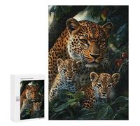 300 PCS Puzzles Leopard Family in Amazon Rainforest-1 Puzzles pour Adultes Améliorent La Mémoire Défi Éducatif Jouets Jeux Éducatifs 300 PCS