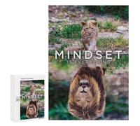 300 PCS Puzzles Lion Mindset is Everything Puzzles pour Adultes Jouets Anti-Stress Vacances À La Maison Passer Le Temps Interaction Parent-Enfant 300 PCS