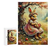 300 PCS Puzzles Magical Bunny with Apple Basket Puzzles pour Adolescents Découpe De Précision Activités Amusantes À La Maison Jeu Stimulant Et Jeux en Famille 300 PCS