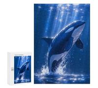 300 PCS Puzzles Orca Breaching in Blue Ocean Waters Puzzles pour Adolescents Découpe De Précision Activités Amusantes À La Maison Jeu Stimulant Et Jeux en Famille 300 PCS