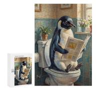 300 PCS Puzzles Penguin Reading Newspaper on Toilet Puzzles pour Adultes Jouets Anti-Stress Vacances À La Maison Passer Le Temps Interaction Parent-Enfant 300 PCS