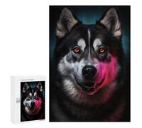 300 PCS Puzzles pour Adolescentes Alaskan Malamute with Red Eyes Puzzle pour Adolescentes - Défi Difficile - Défi Éducatif - Amusement en Famille Et Soirée Jeux 300 PCS