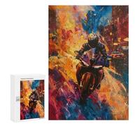 300 PCS Puzzles pour Adolescentes City Speed Motorcycle Art Print Puzzle pour Adolescentes - Défi Difficile - Défi Éducatif - Amusement en Famille Et Soirée Jeux 300 PCS