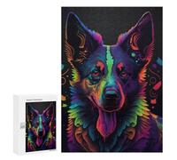 300 PCS Puzzles pour Adolescentes Colorful Neon Dog Art Print-1 Puzzle pour Adolescentes - Défi Difficile - Défi Éducatif - Amusement en Famille Et Soirée Jeux 300 PCS