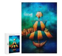 300 PCS Puzzles pour Adolescentes Colorful Sailing Ship Artwork Puzzle pour Adolescentes - Défi Difficile - Défi Éducatif - Amusement en Famille Et Soirée Jeux 300 PCS