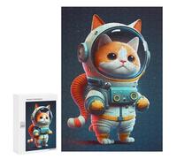 300 PCS Puzzles pour Adolescentes Cute Astronaut Cat Toy Puzzle pour Adolescentes - Défi Difficile - Défi Éducatif - Amusement en Famille Et Soirée Jeux 300 PCS