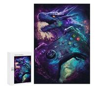 300 PCS Puzzles pour Adolescentes Dragon Gaming Controller Art Print Puzzle pour Adolescentes - Défi Difficile - Défi Éducatif - Amusement en Famille Et Soirée Jeux 300 PCS