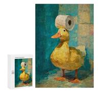 300 PCS Puzzles pour Adolescentes Duck with Toilet Paper Roll on Head Puzzle pour Adolescentes - Défi Difficile - Défi Éducatif - Amusement en Famille Et Soirée Jeux 300 PCS