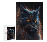 300 PCS Puzzles pour Adolescentes Flaming Cat Fantasy Artwork Puzzle pour Adolescentes - Défi Difficile - Défi Éducatif - Amusement en Famille Et Soirée Jeux 300 PCS