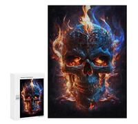 300 PCS Puzzles pour Adolescentes Flaming Skull Artwork Puzzle pour Adolescentes - Défi Difficile - Défi Éducatif - Amusement en Famille Et Soirée Jeux 300 PCS