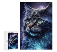 300 PCS Puzzles pour Adolescentes Galaxy Cat with Sparkling Eyes Puzzle pour Adolescentes - Défi Difficile - Défi Éducatif - Amusement en Famille Et Soirée Jeux 300 PCS