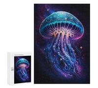 300 PCS Puzzles pour Adolescentes Glowing Jellyfish Art Print-1 Puzzle pour Adolescentes - Défi Difficile - Défi Éducatif - Amusement en Famille Et Soirée Jeux 300 PCS