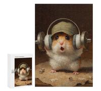 300 PCS Puzzles pour Adolescentes Hamster with Headphones Puzzle pour Adolescentes - Défi Difficile - Défi Éducatif - Amusement en Famille Et Soirée Jeux 300 PCS