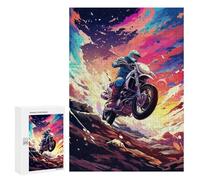 300 PCS Puzzles pour Adolescentes Motorcycle Adventure in The Clouds Puzzle pour Adolescentes - Défi Difficile - Défi Éducatif - Amusement en Famille Et Soirée Jeux 300 PCS