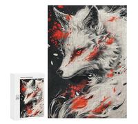 300 PCS Puzzles pour Adolescentes Red-Eyed Wolf Art Print -1 Puzzle pour Adolescentes - Défi Difficile - Défi Éducatif - Amusement en Famille Et Soirée Jeux 300 PCS