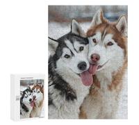 300 PCS Puzzles pour Adolescentes Winter Huskies in Snow Puzzle pour Adolescentes - Défi Difficile - Défi Éducatif - Amusement en Famille Et Soirée Jeux 300 PCS